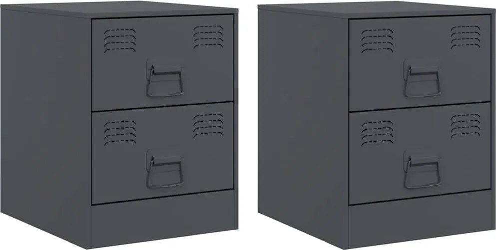 vidaXL 2 db antracitszürke acél éjjeliszekrény 34,5 x 39 x 44 cm