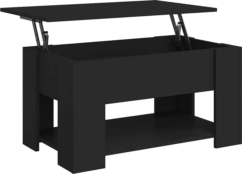vidaXL fekete szerelt fa dohányzóasztal 79 x 49 x 41 cm