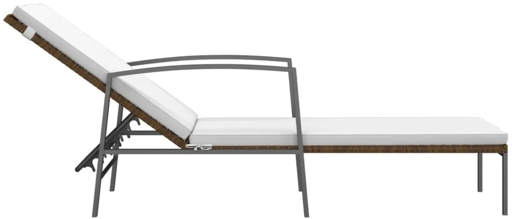 2 db barna polyrattan napozóágy asztallal