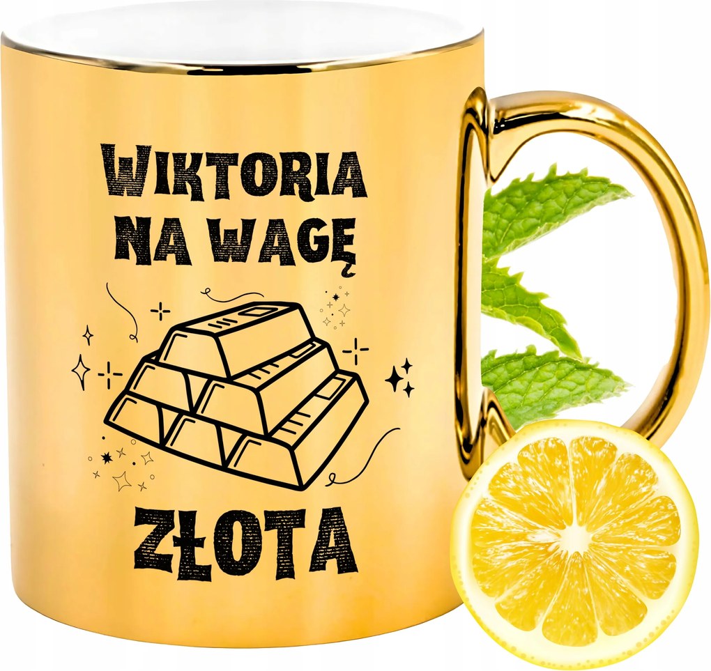 Prémium Arany Csillogó Bögre Viktória Ajándék Nyomtatott Fotóval