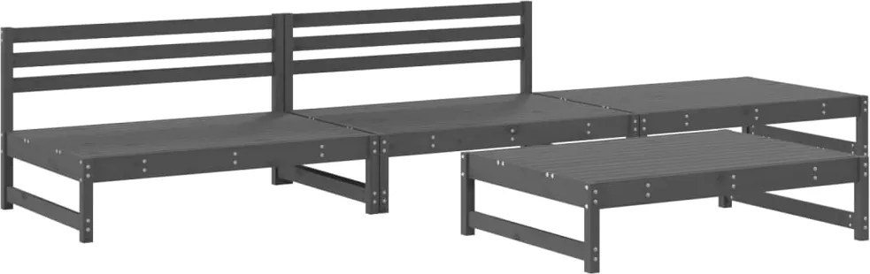 vidaXL 4 részes szürke tömör fenyőfa kerti ülőgarnitúra