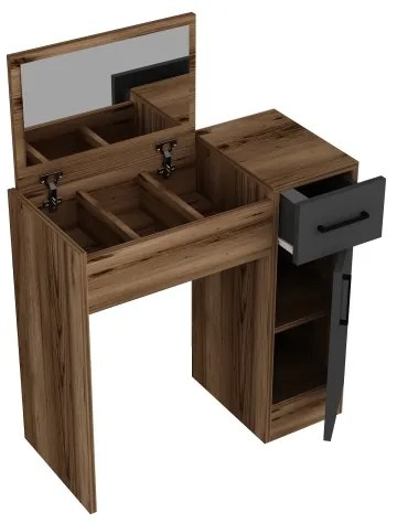 Öltözködő asztal INCI 108,8x77 cm dió/fekete