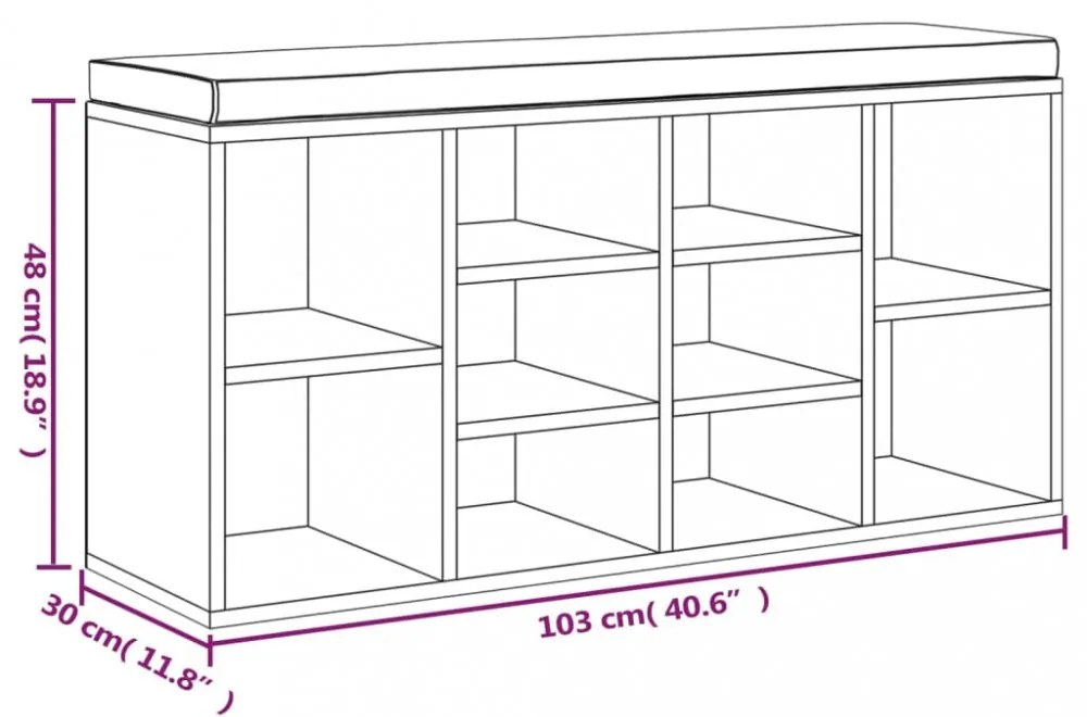 magasfényű fehér szerelt fa cipőtároló pad 100x35x45 cm