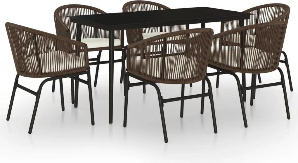 vidaXL 7 részes barna kerti étkezőgarnitúra