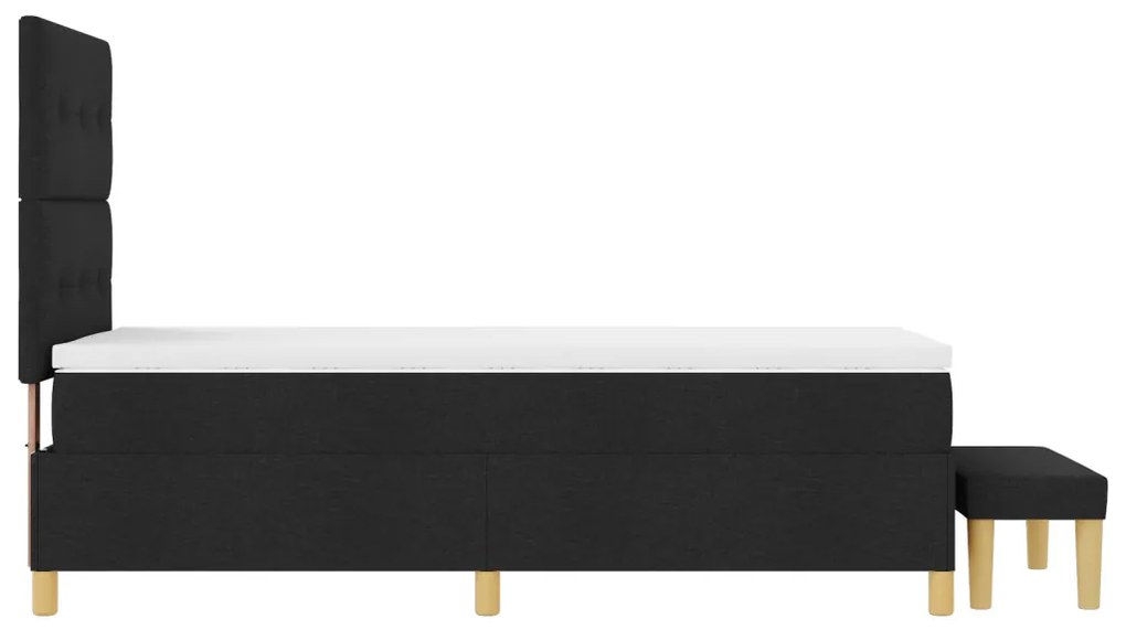 Boxspring Ágy Mattal és Pad Fekete 100x200 cm Szövet