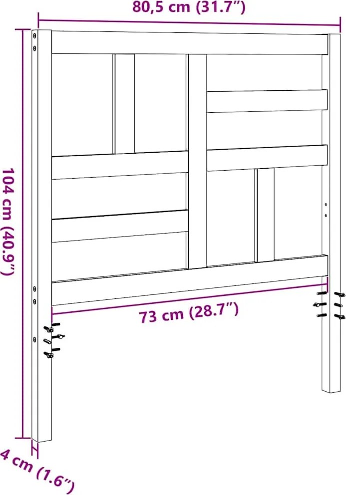 Ágyszerkezet Fejtámla fejtámlával Viaszbarna 80.5 x 4 x 104 cm