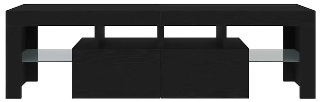 fekete tölgy szerelt fa TV-szekrény LED-ekkel 140x36,5x40 cm