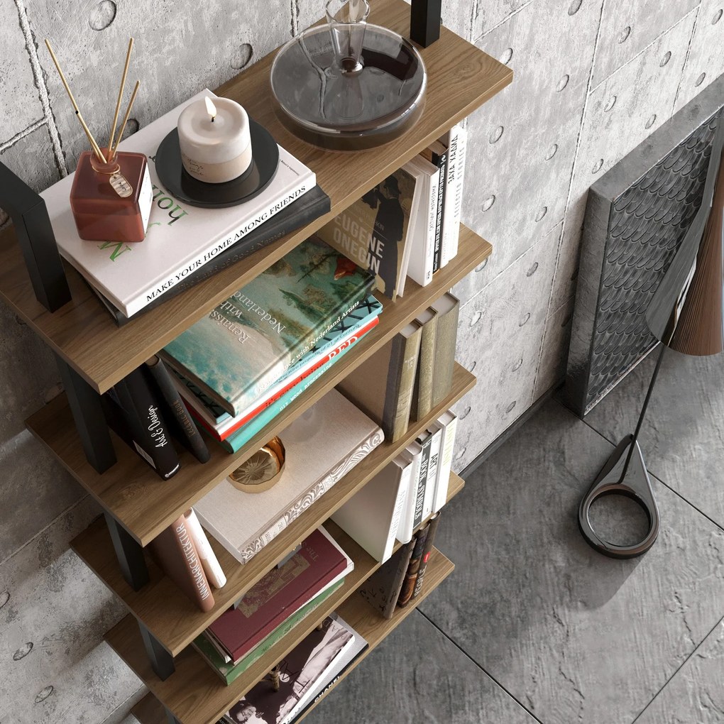 könyvespolc Piante - Walnut, Black