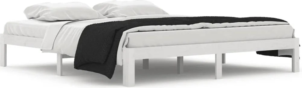 vidaXL Super King fehér tömör fa ágykeret 180 x 200 cm