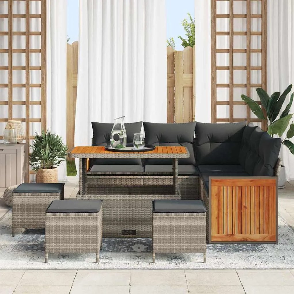 Kerti Kanapé Szett 8 pcs Szürke Sötétszürke 110 x 55 x 71 cm