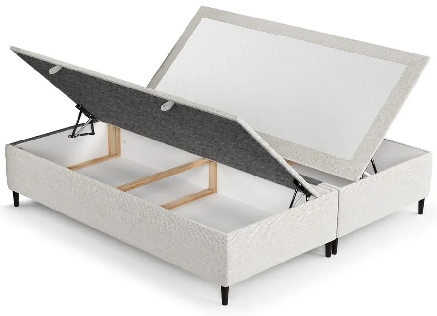 Krémszínű kárpitozott ágyneműtartós franciaágy 140x200 cm Tate – Maison de Rêve