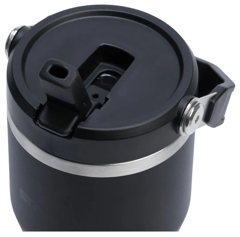 Fekete rozsdamentes acél termosz 600 ml IceFlow™ Flip Straw 2.0 Tumbler Black – Stanley