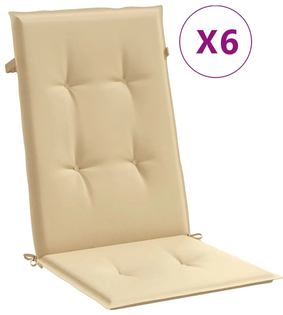 6 db melange bézs szövet magas háttámlájú székpárna 120x50x4 cm