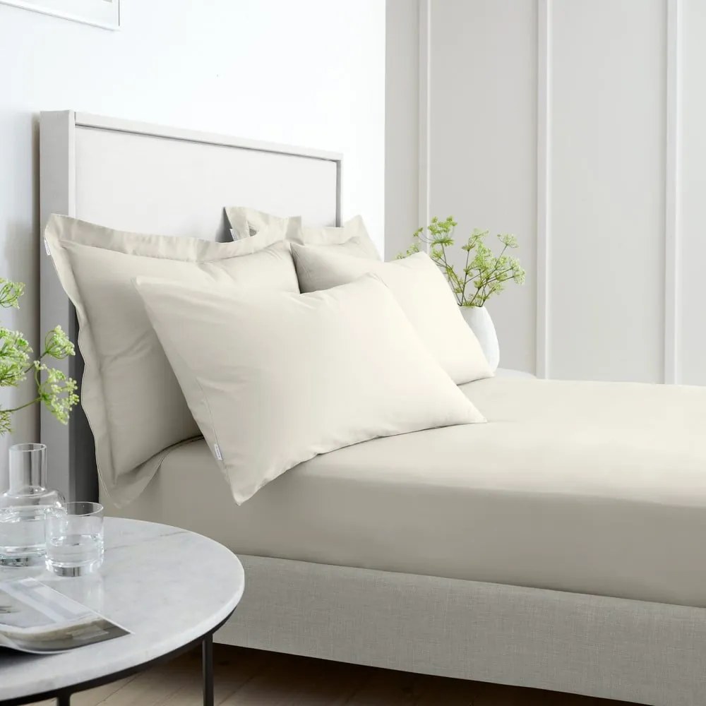 Bézs gumis pamut-perkál lepedő 185x200 cm Cotton Percale – Bianca
