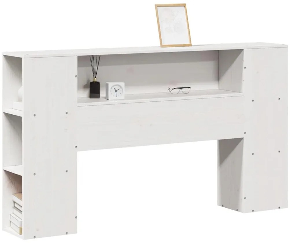 fehér tömör fenyőfa fejtámla tárolóval 150 cm