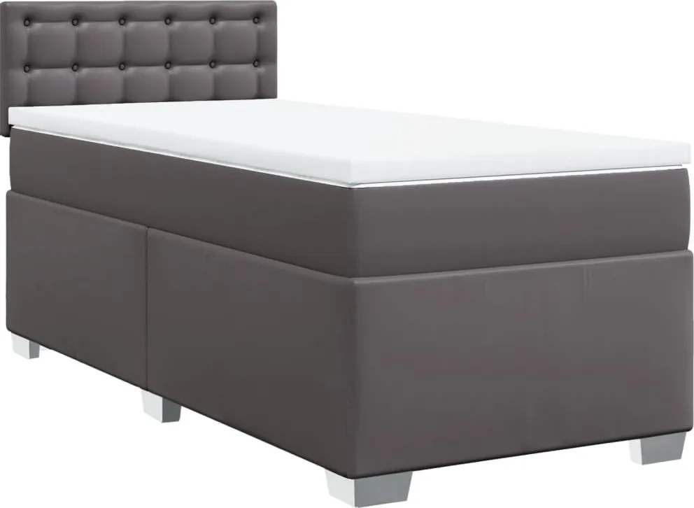 vidaXL szürke műbőr rugós ágy matraccal 90x190 cm