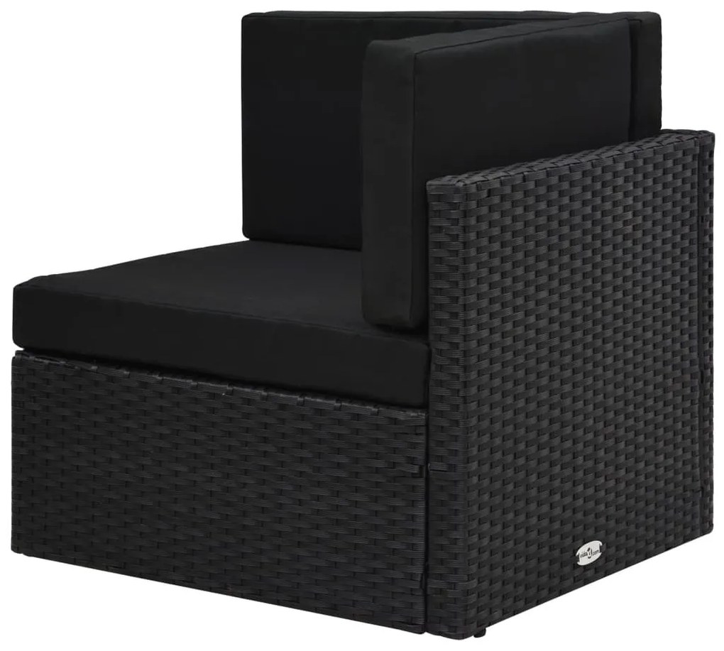 fekete polyrattan sarokkanapé-elem