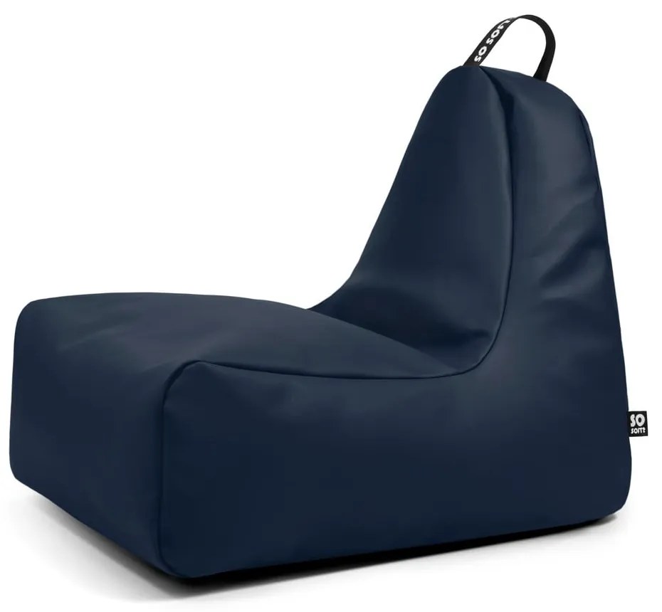 Sötétkék bőrutánzat gyerek babzsákfotel Chill M – So Soft?