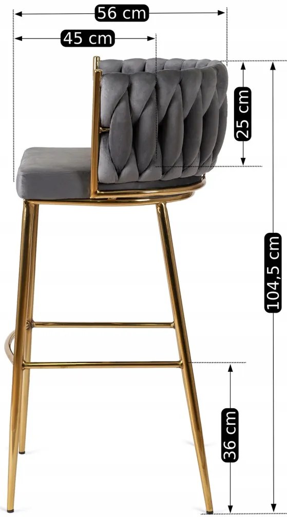 Elegáns Bárszék Szürke Bársony Kárpittal. FLORES 2