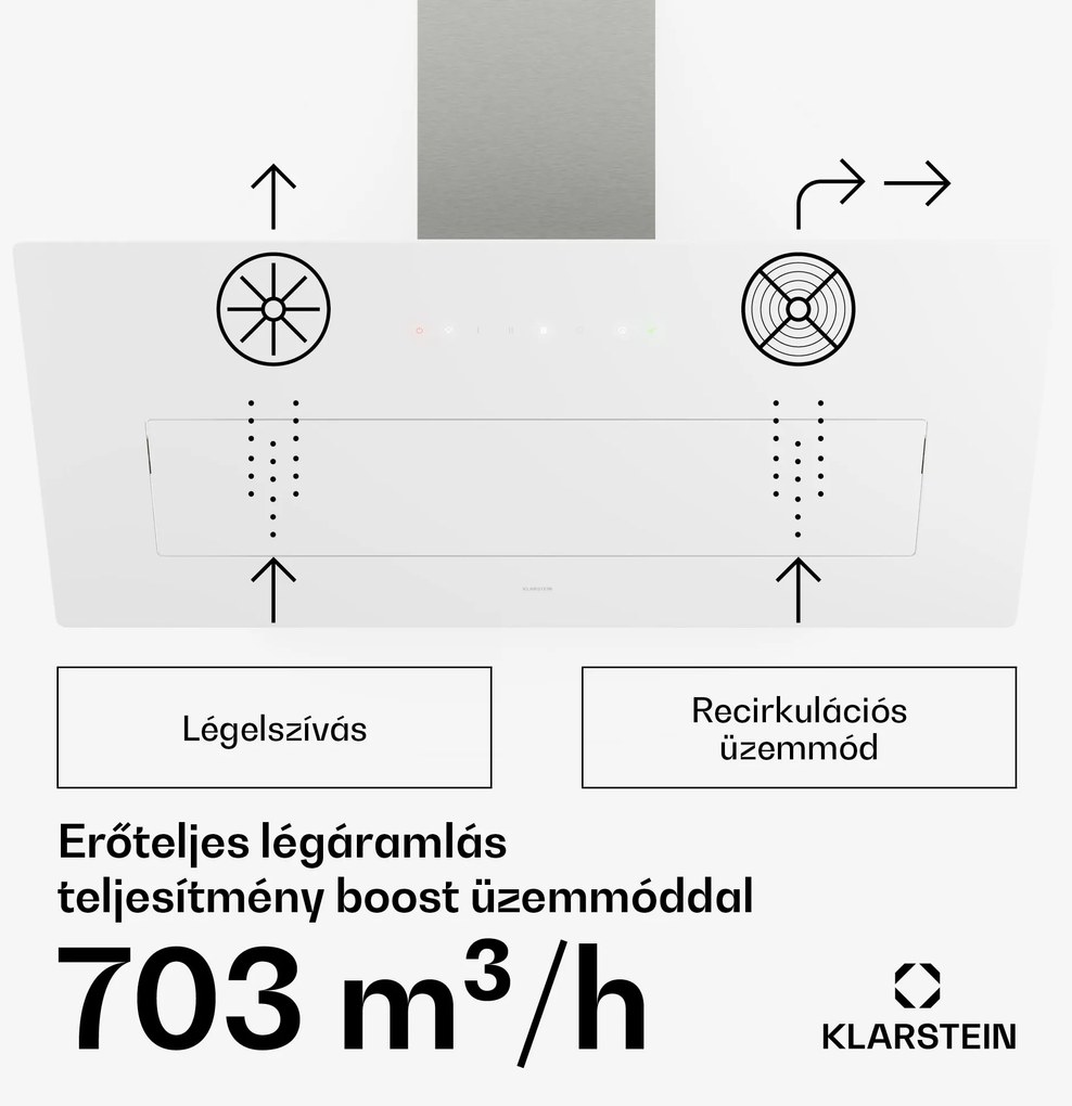 Klarstein SleekAir páraelszívó | A+++ | 717 m³/h | érintésvezérlés | LED | 90 cm