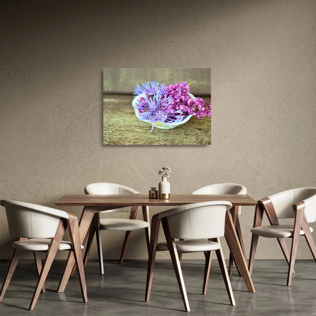 Kép a dekorációról levendulával (üvegen) (70x50 cm)