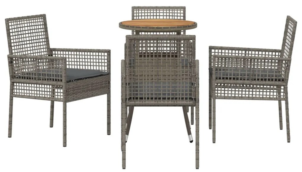Étkező bútor szett 5-ös szett Szürke Rattan, Üveg Tartós