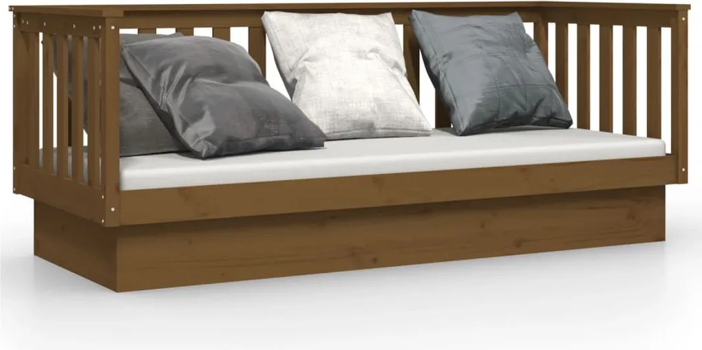 vidaXL mézbarna tömör fenyőfa kanapéágy 90 x 190 cm