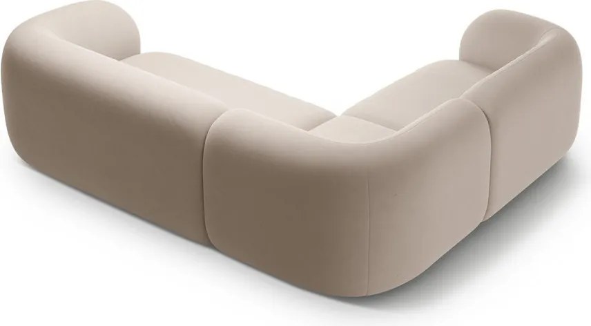 Bézs bársony sarokkanapé (bal oldali-L alakú) Kate – Micadoni