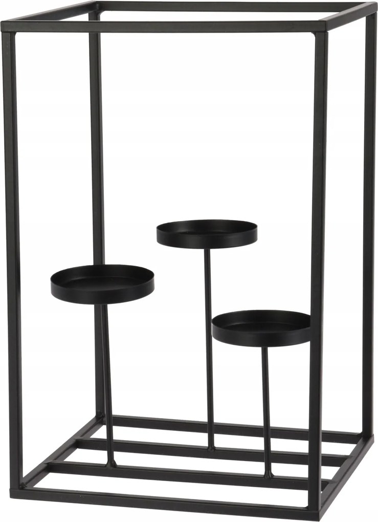 Gyertyatartó fém fekete díszes 36 cm