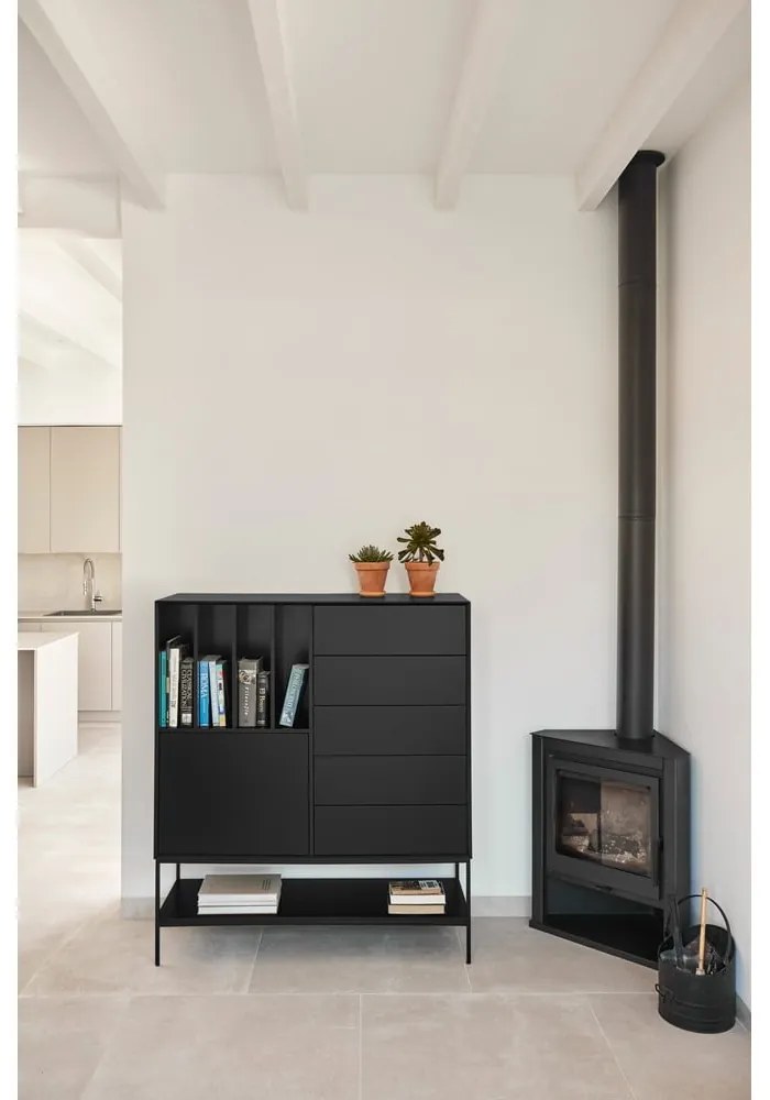 Fekete szekrény 120x140x45 cm Platt – Teulat