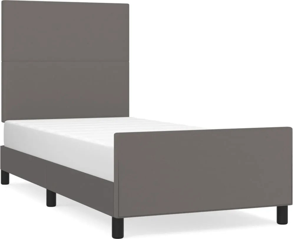 vidaXL szürke műbőr ágykeret fejtámlával 90 x 200 cm
