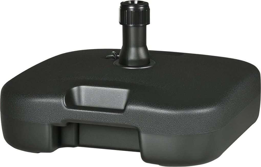 Outsunny Homokkal és Víz­zel Tölthető Napernyőtartó Alap Lekerekített Sarkokkal HDPE Műanyag Fekete 46 x 45 x 26 cm, Max. 30 kg | Aosom