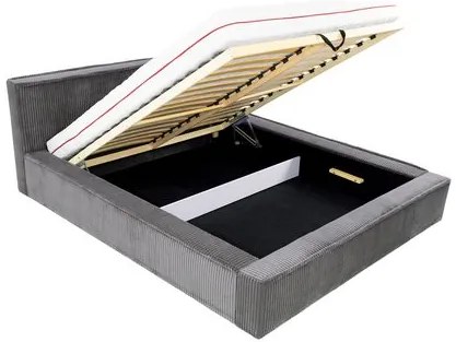 Franciaágy 180 cm Gretty S (sötétszürke) (ágyráccsal) (tárolóhellyel). 1104347