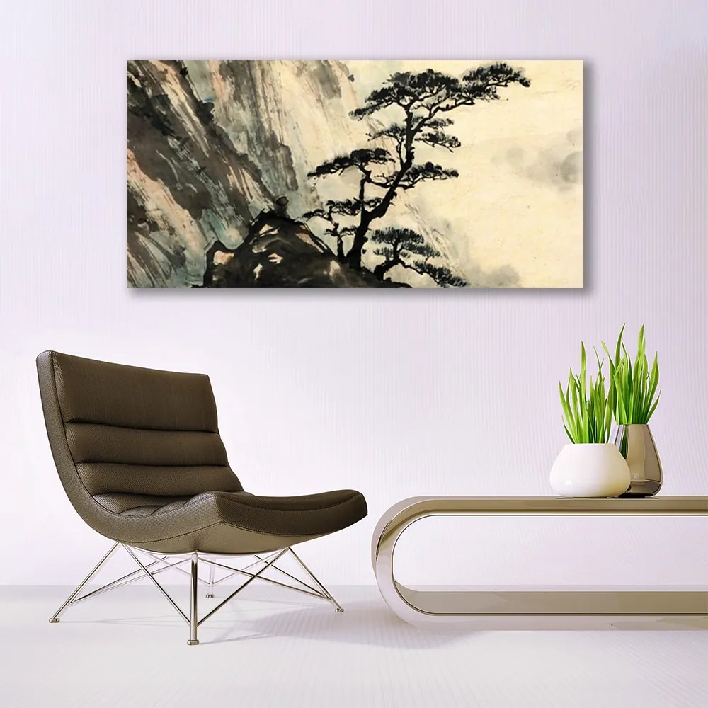 Fali üvegkép Festett fa Art 120x60cm