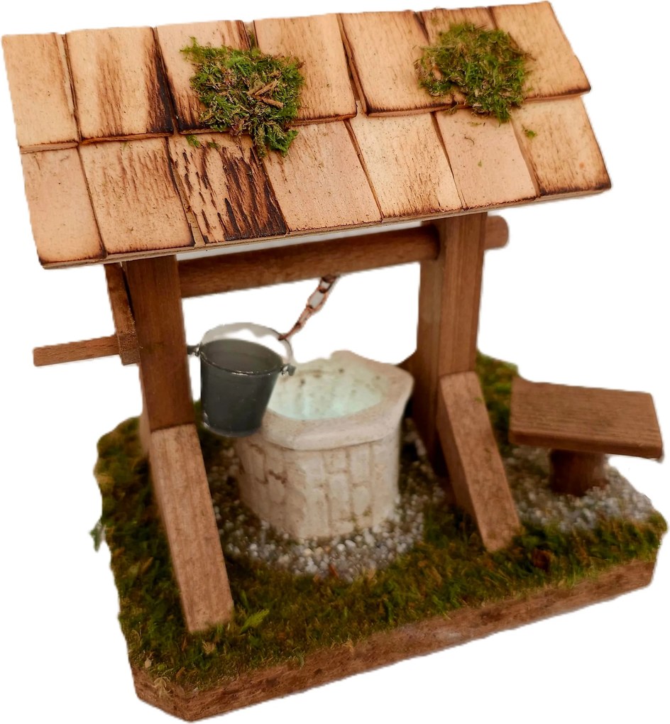 Kút Tetővel És Kék Világítással *4,5V* Betlehemhez- 13cm magas