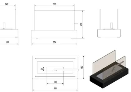 Kratki GALINA/TUV - BIO kandalló GALINA 21,8x35,4 cm 1kW fekete