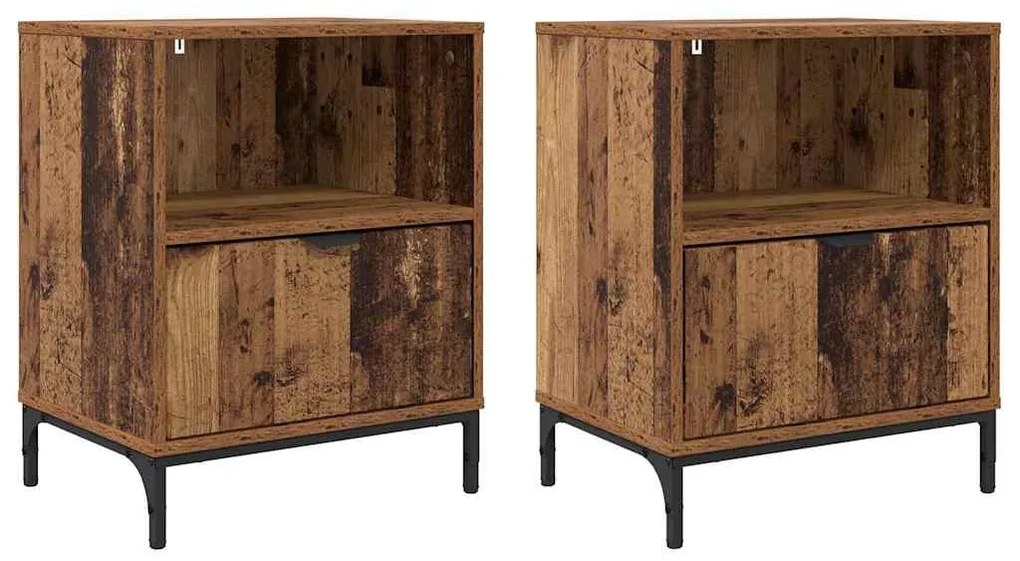 Éjjeliszekrények fiókkal 2 pcs Régi fa 49 x 36 x 61 cm Faanyag