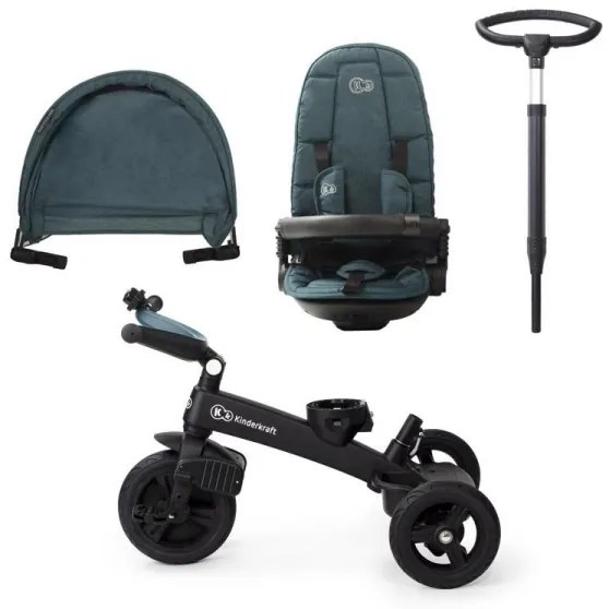 KINDERKRAFT - Gyermek tricikli 5v1 EASYTWIST zöld/fekete