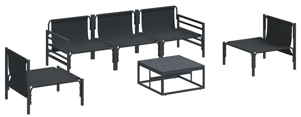 Kerti Kanapé Szett 6 pcs Antracitszürke Acél