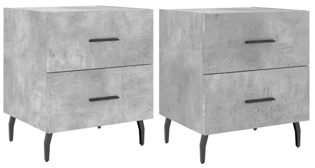 2 db betonszürke szerelt fa éjjeliszekrény 40 x 35 x 47,5 cm