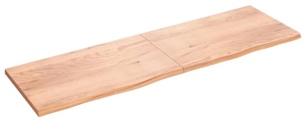 világosbarna kezelt tömör tölgyfa fali polc 200 x 60 x (2-4) cm