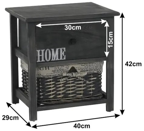 Darkie komód, sötétszürke,40 x 42 x 39 cm