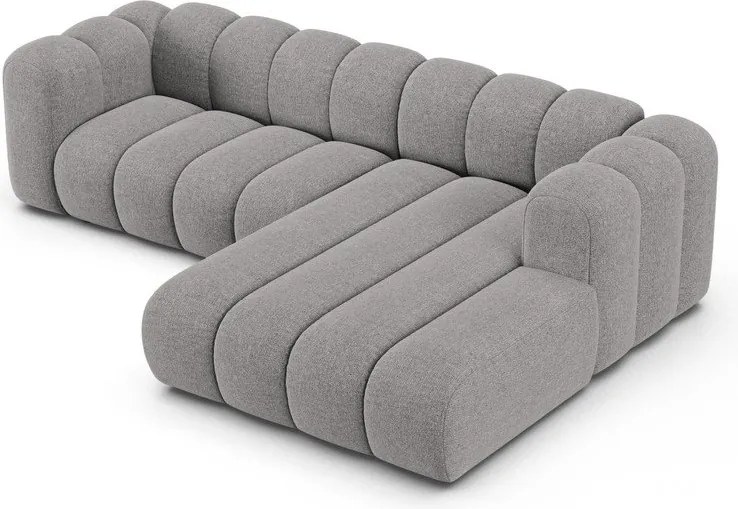 Szürke zsenília sarokkanapé (jobb oldali-heverő résszel) Lupine – Micadoni