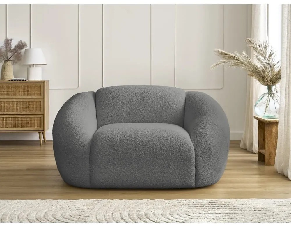 Szürke buklé fotel Tina – Bobochic Paris