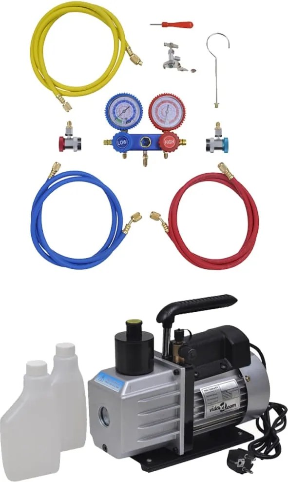vidaXL vákuumszivattyú légkondicionálóhoz 50 L/perc 2-irányú elosztómérő szerszámkészlettel