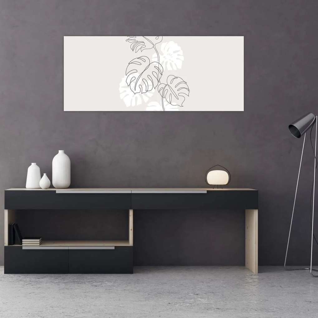 Kép - Vonalkép monstera N⁰3 (120x50 cm)