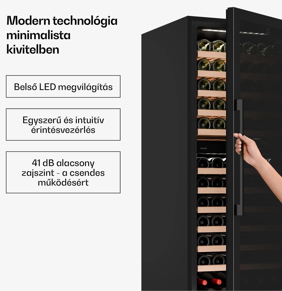 Klarstein Velaire pult alatti borhűtő, modern, elegáns, UV-védelem, Kétzónás, 122 palack