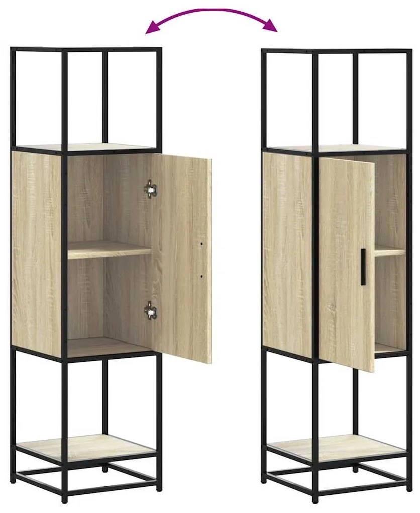 Highboard sonoma tölgy 35,5x35x139 cm gépelt fa és fém