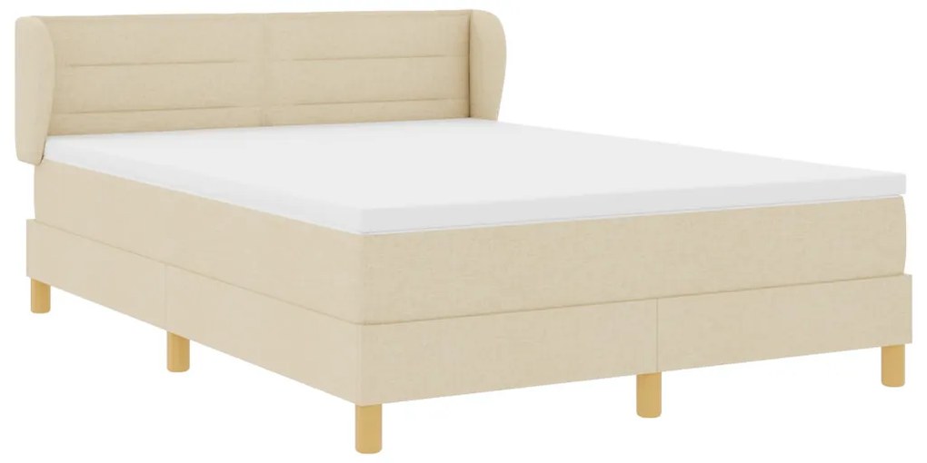 Boxspring Ágy Matraccal - Krém, 140x190 cm, Szövet