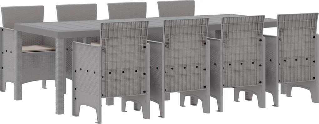 vidaXL Kert étkező szett 9 pcs Fehér Polipropilén